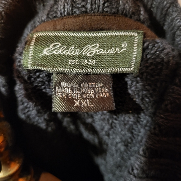 Eddie Bauer Fisherman Style Gray 100% Cotton Henley Style Sweater Size XXL - Picture 4 of 5